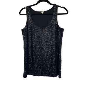 J.Crew Drapey Sequin Tank Top in Black, M